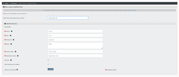 Screenshot of the simple filer job configuration page
